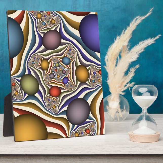 Flying Up, Colourful Modern Abstract Fractal Art Plaque (Side)