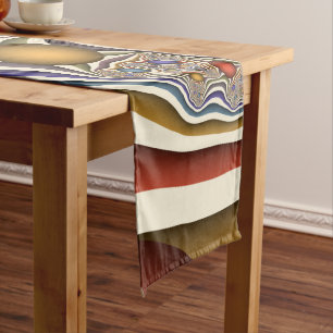 Flying Up Colourful Modern Abstract Fractal Art Short Table Runner