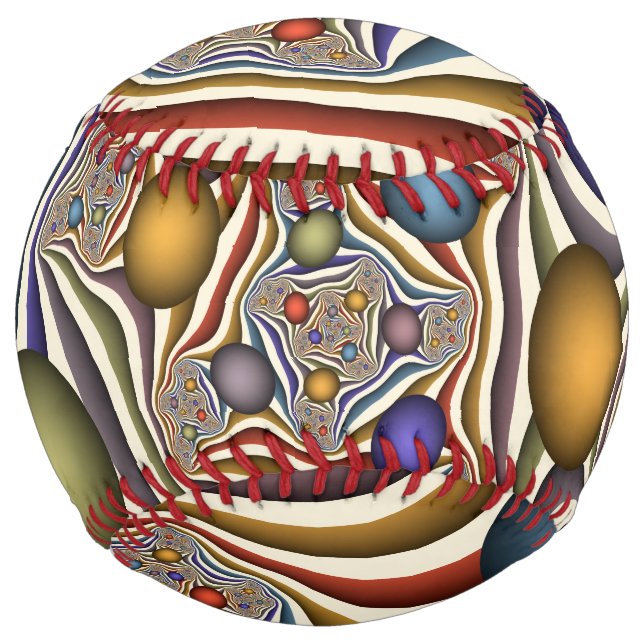 Flying Up, Colourful Modern Abstract Fractal Art Softball (Front)