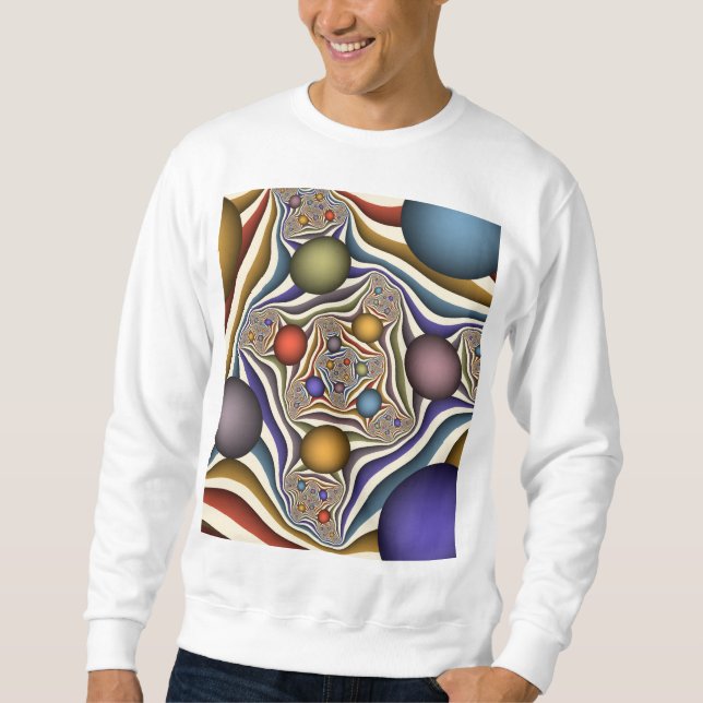 Flying Up Colourful Modern Abstract Fractal Art Sweatshirt (Front)