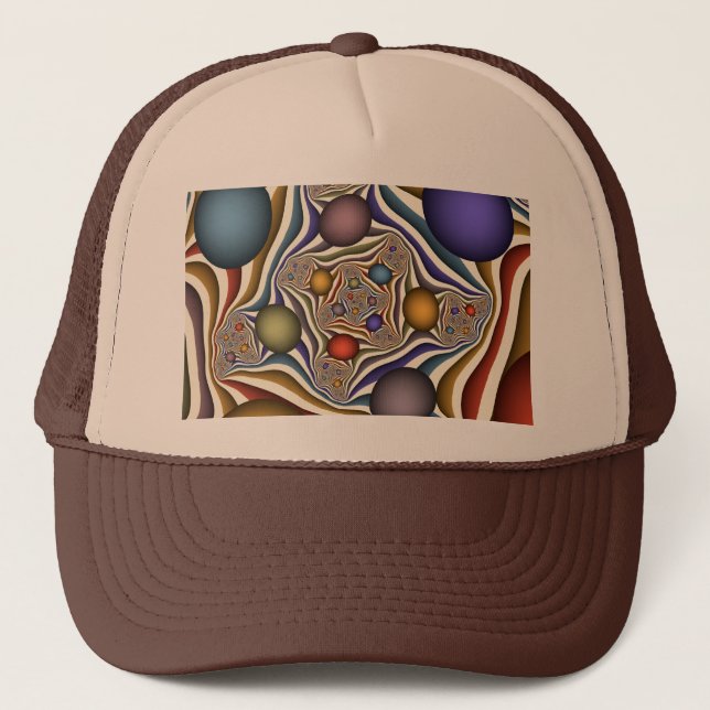 Flying Up, Colourful Modern Abstract Fractal Art Trucker Hat (Front)