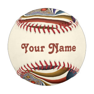 Flying Up Colourful Modern Abstract Fractal Name Baseball