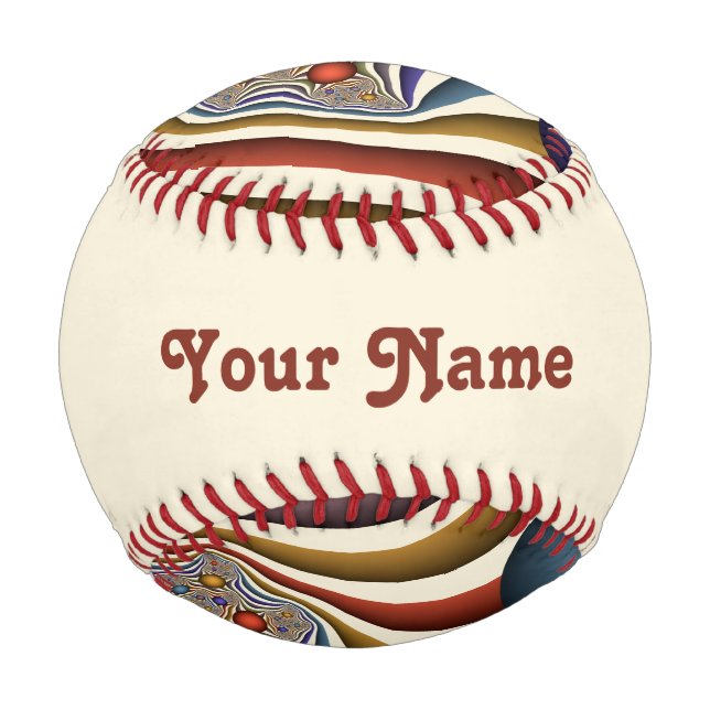 Flying Up Colourful Modern Abstract Fractal Name Baseball (Front)