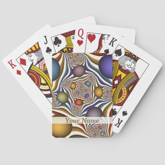 Flying Up, Colourful Modern Abstract Fractal Name Playing Cards (Back)