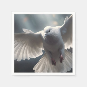 Flying White Peace Dove Napkin