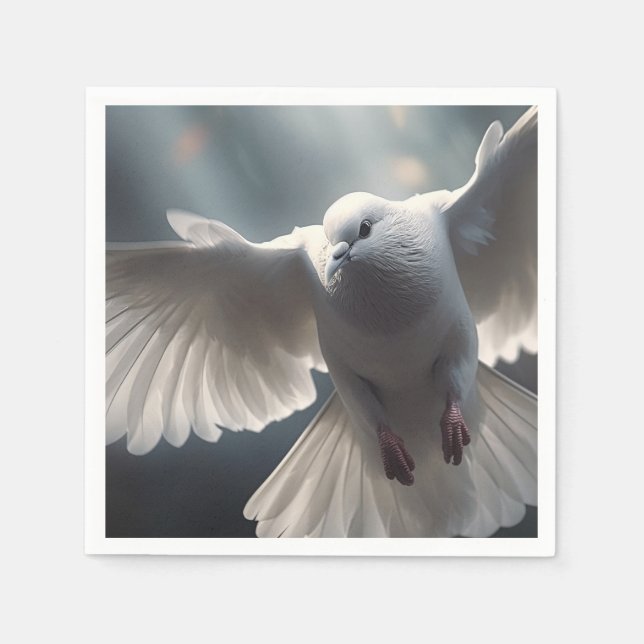 Flying White Peace Dove Napkin (Front)