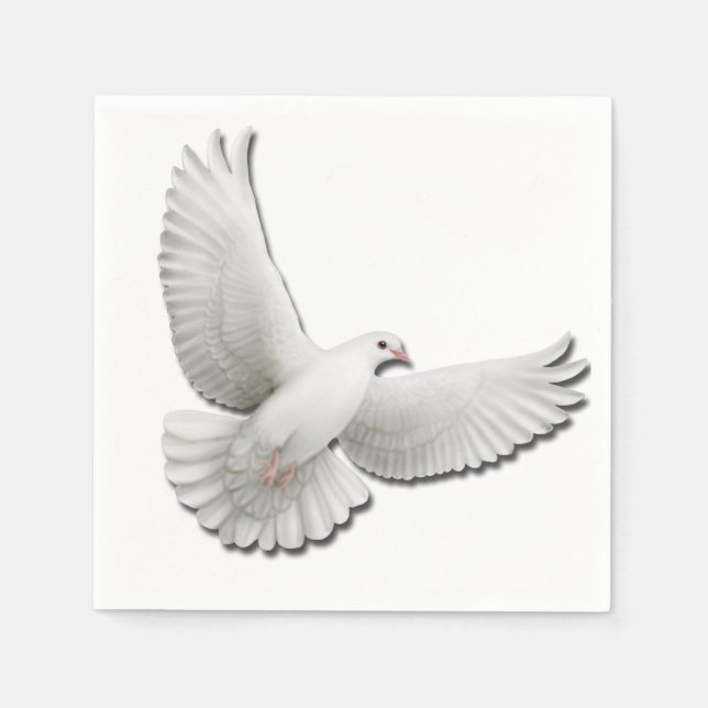 Flying White Peace Dove Napkins (Front)