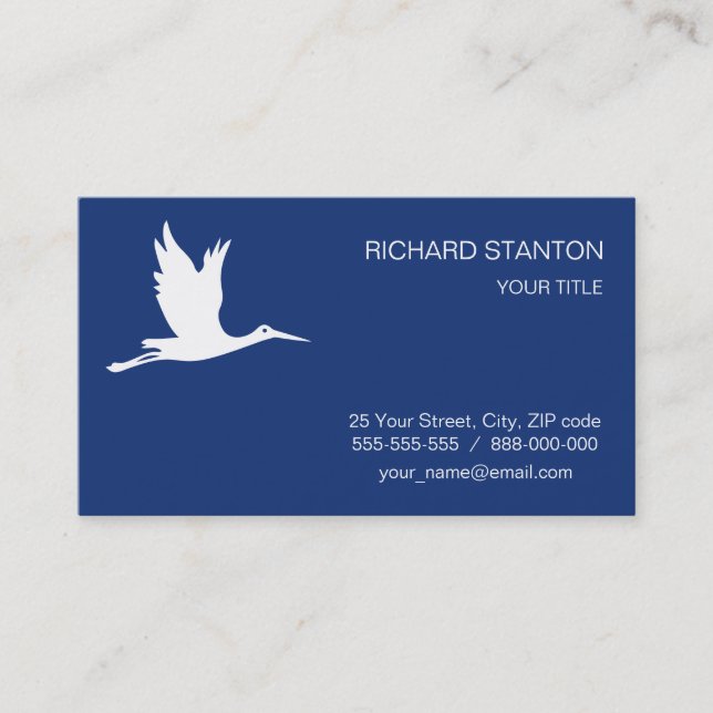 Flying white stork business card (Front)