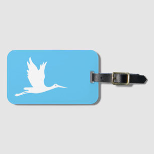 Flying white stork luggage tag