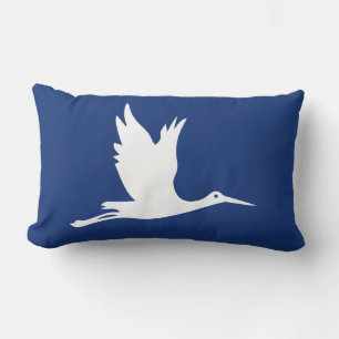 Flying white stork lumbar cushion