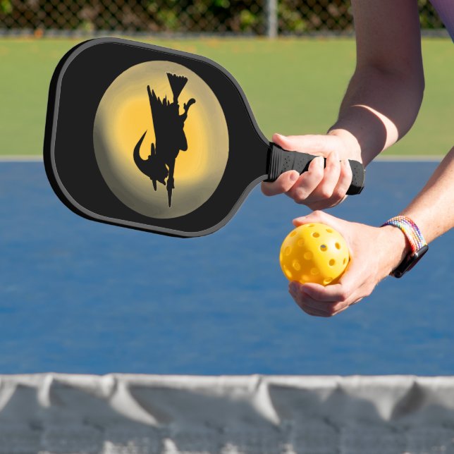 Flying Wicked Witch Silhouette Pickleball Paddle (Insitu)