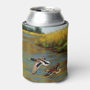 Flying Wild Ducks Charcoal Grey Can Cooler