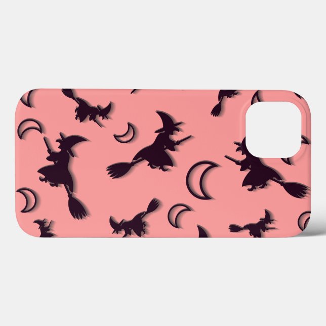 Flying witch among half moon at Halloween night 3D Case-Mate iPhone Case (Back (Horizontal))