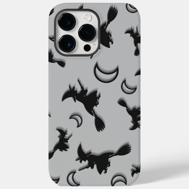 Flying witch among half moon at Halloween night 3D Case-Mate iPhone Case (Back)