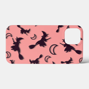 Flying witch among half moon at Halloween night 3D iPhone 13 Mini Case