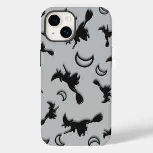 Flying witch among half moon at Halloween night 3D Case-Mate iPhone 14 Case