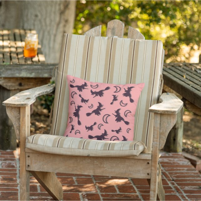 Flying witch among half moon at Halloween night 3D Cushion (Chair)