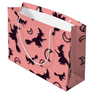 Flying witch among half moon at Halloween night 3D Large Gift Bag