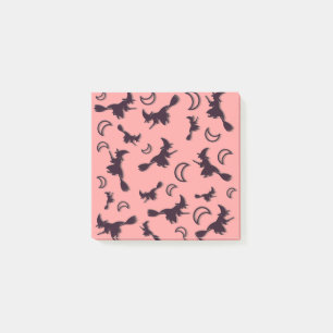 Flying witch among half moon at Halloween night 3D Post-it Notes