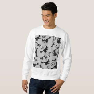 Flying witch among half moon at Halloween night 3D Sweatshirt