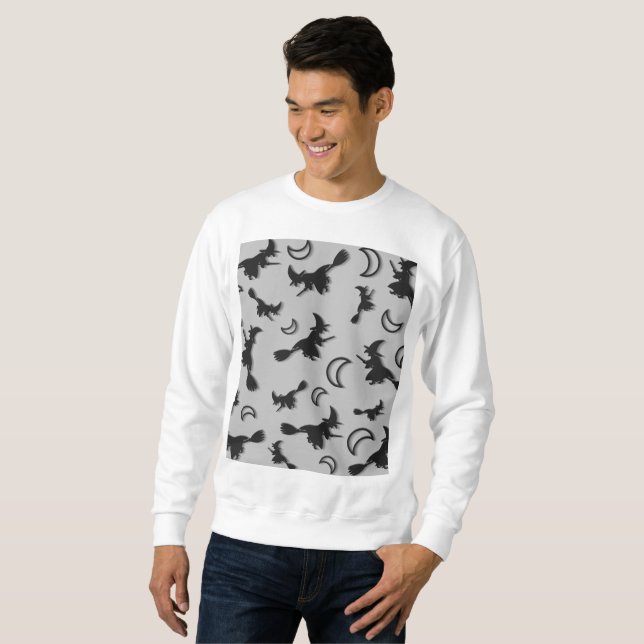 Flying witch among half moon at Halloween night 3D Sweatshirt (Front Full)