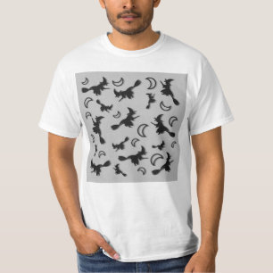 Flying witch among half moon at Halloween night 3D T-Shirt