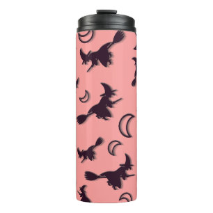 Flying witch among half moon at Halloween night 3D Thermal Tumbler