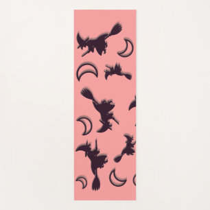 Flying witch among half moon at Halloween night 3D Yoga Mat