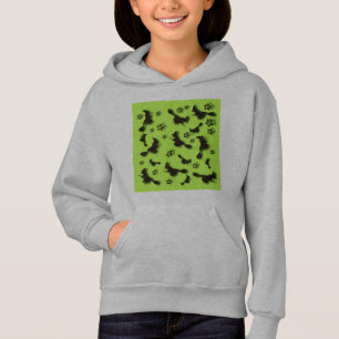 Flying witch among stars at Halloween night 3D