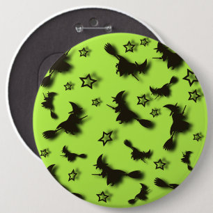 Flying witch among stars at Halloween night 3D 6 Cm Round Badge