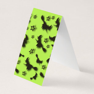 Flying witch among stars at Halloween night 3D Business Card
