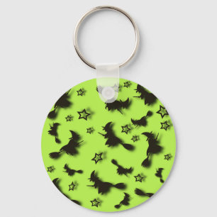 Flying witch among stars at Halloween night 3D Key Ring