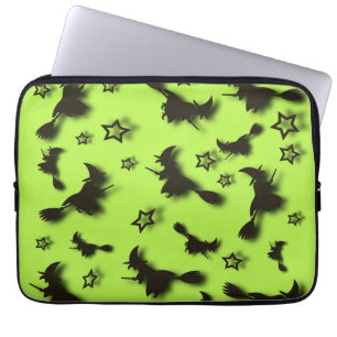 Flying witch among stars at Halloween night 3D Laptop Sleeve