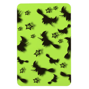 Flying witch among stars at Halloween night 3D Magnet
