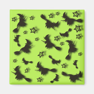 Flying witch among stars at Halloween night 3D  Magnet