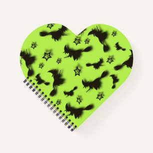 Flying witch among stars at Halloween night 3D  Notebook