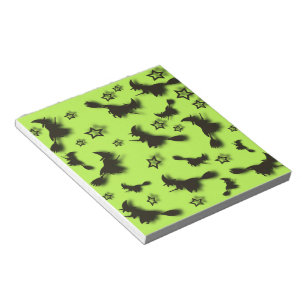 Flying witch among stars at Halloween night 3D  Notepad