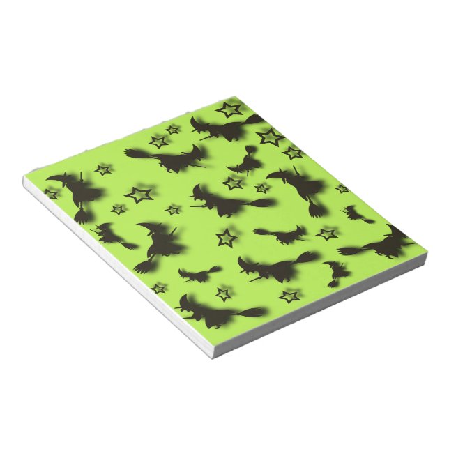 Flying witch among stars at Halloween night 3D  Notepad (Angled)