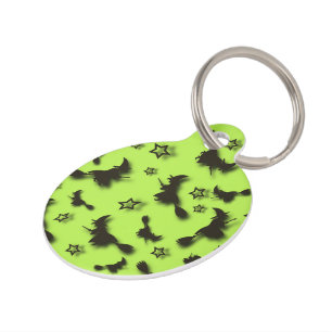 Flying witch among stars at Halloween night 3D Pet Tag