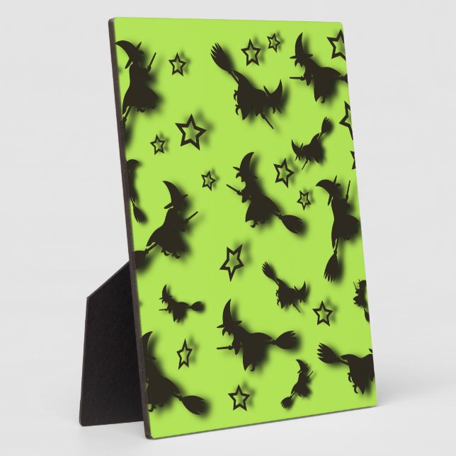 Flying witch among stars at Halloween night 3D  Plaque (Side)