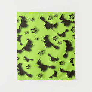 Flying witch among stars at Halloween night 3D  Tapestry