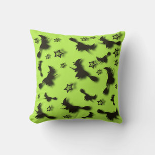 Flying witch among stars at Halloween night 3D Thr Cushion