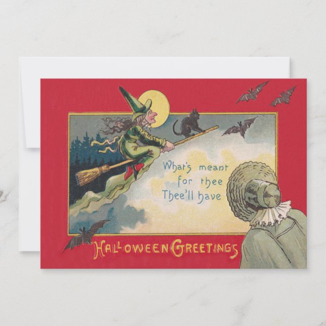 Flying Witch Black Cat Bat Full Moon (Front)