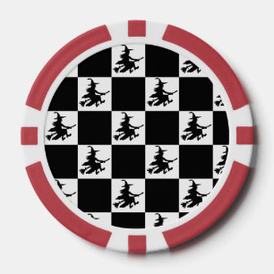 Flying Witch Black & White Chequered Poker Chips
