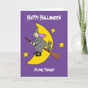 Flying Witch Halloween Card