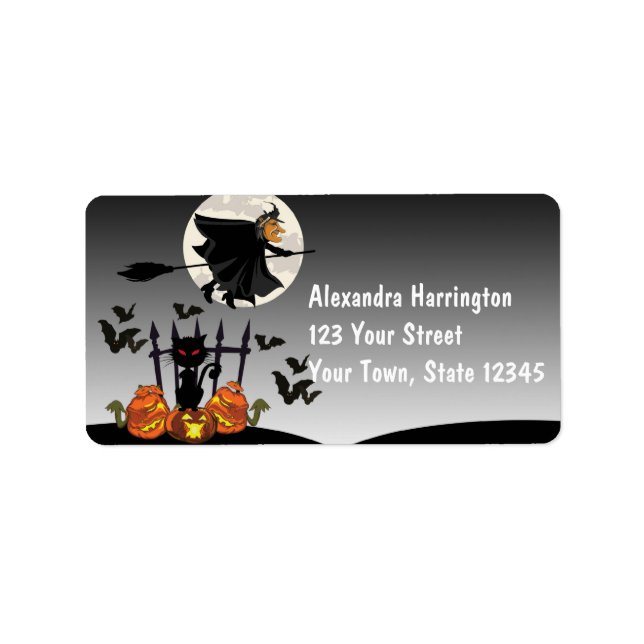 Flying Witch Halloween Label (Front)