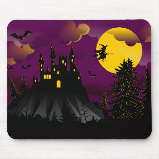 Flying witch Halloween Mouse Pad
