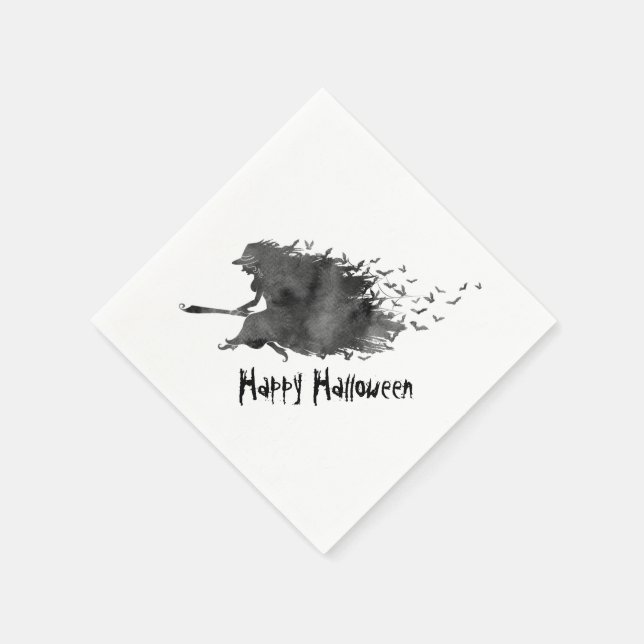 Flying Witch Halloween Paper Napkins (Corner)