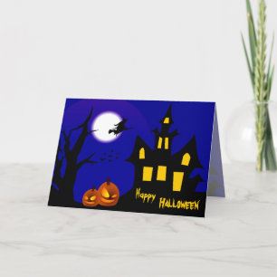 Flying Witch in Halloween Night Card