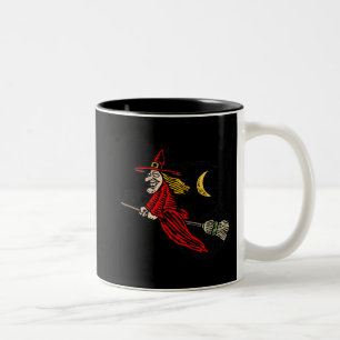 Flying witch & Moon Two-Tone Coffee Mug
